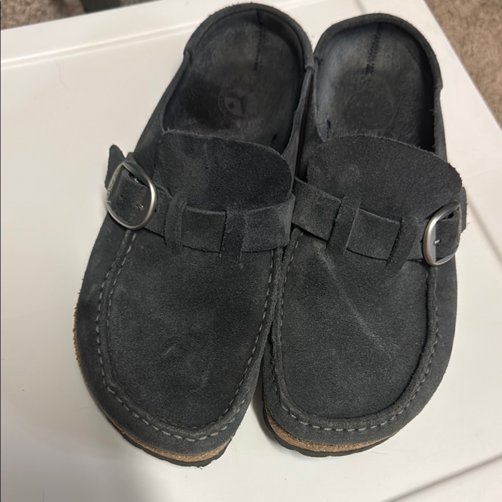 Birkenstock Buckley Suede Loafers with Buckle - navy blue
